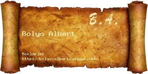 Bolyo Albert névjegykártya